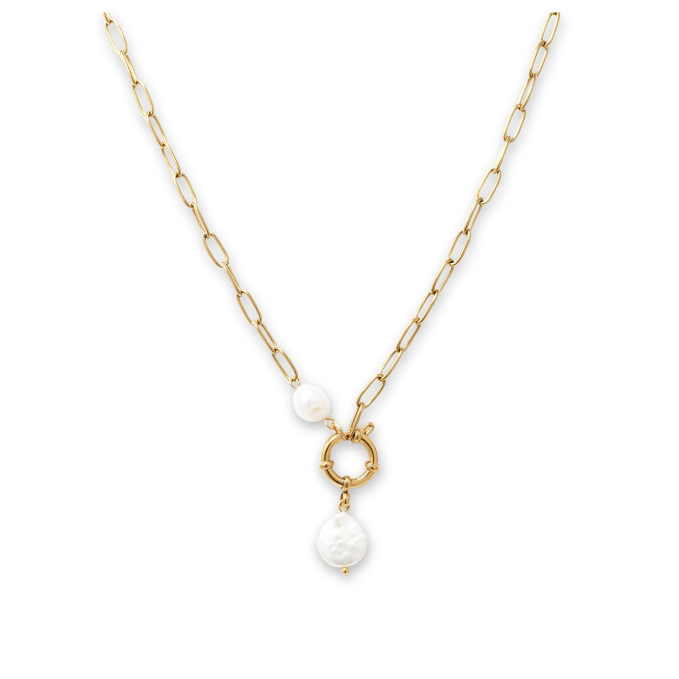 Dual Pearl Clasp Necklace