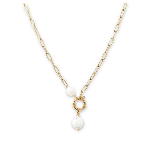 Dual Pearl Clasp Necklace