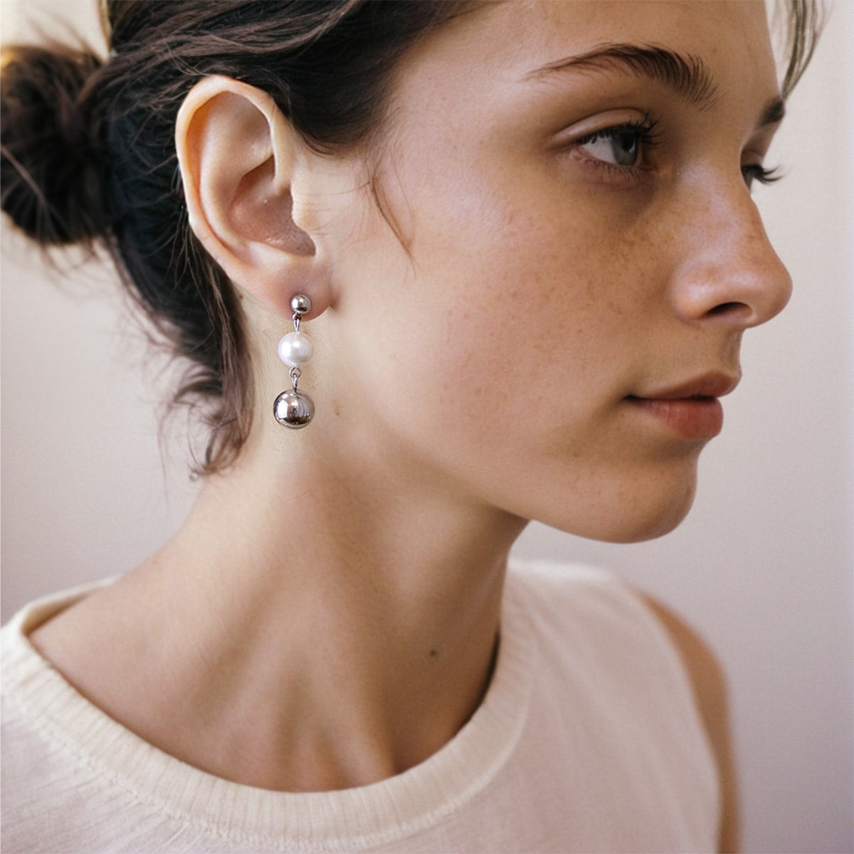 Summertime Vermeer | Pearl Stud- Big