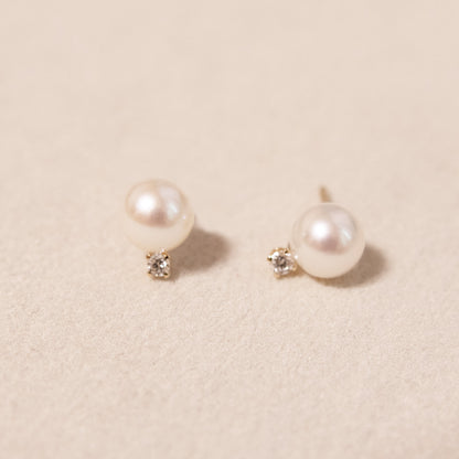 Greta Pearl Diamond Studs