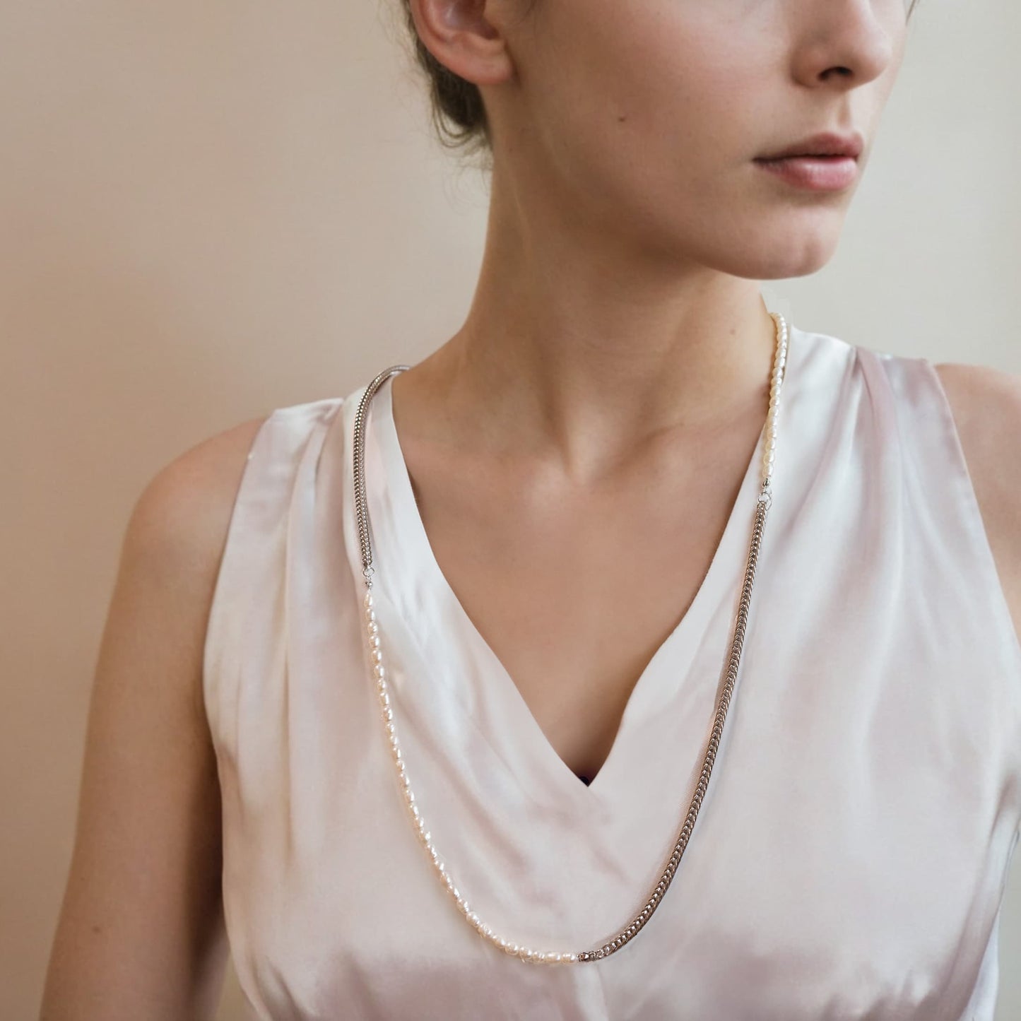 Double Strand Pearl Tassel Necklace