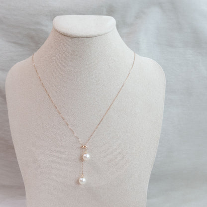 Lumière Double Pearl Charm Necklace