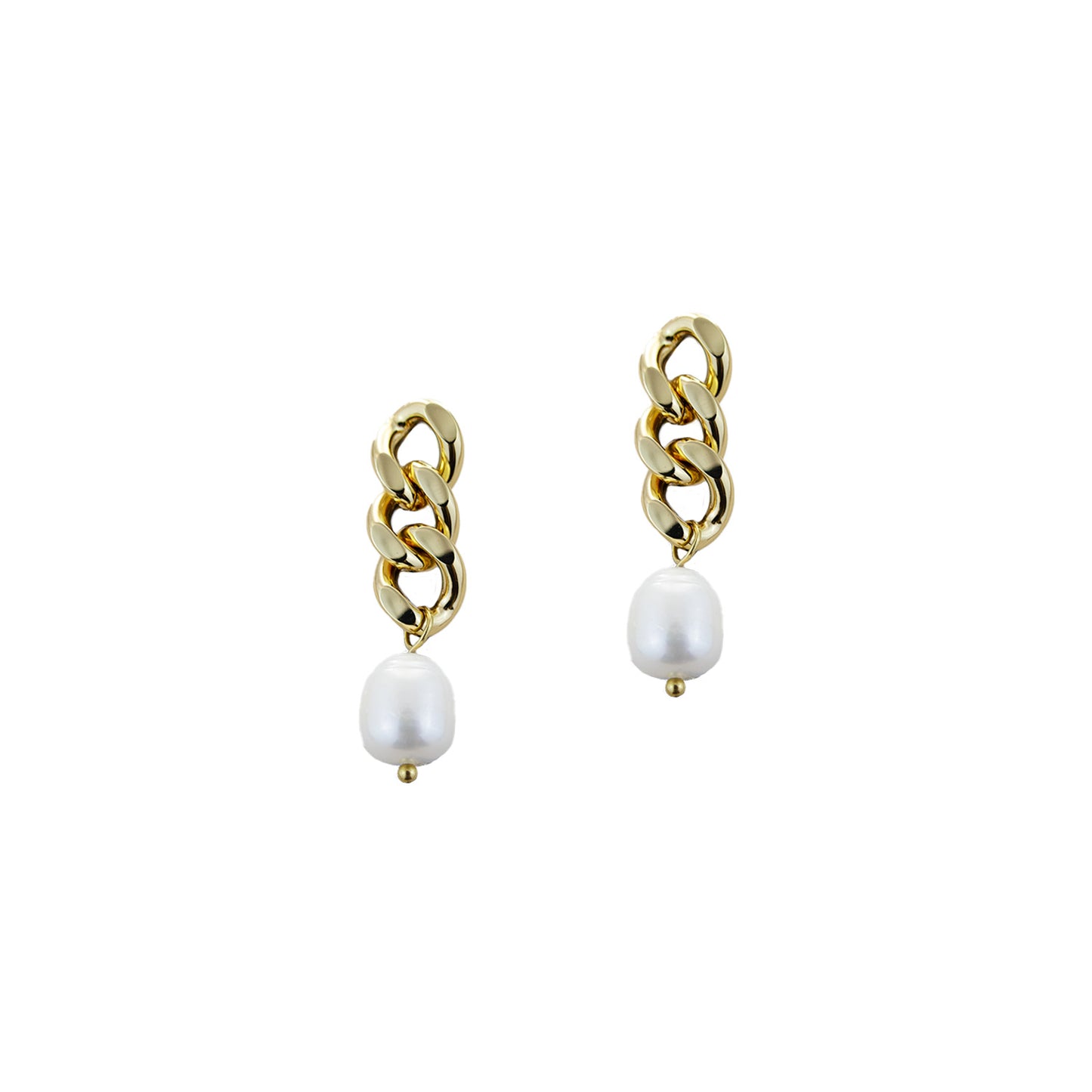 Chain Link Pearl Studs