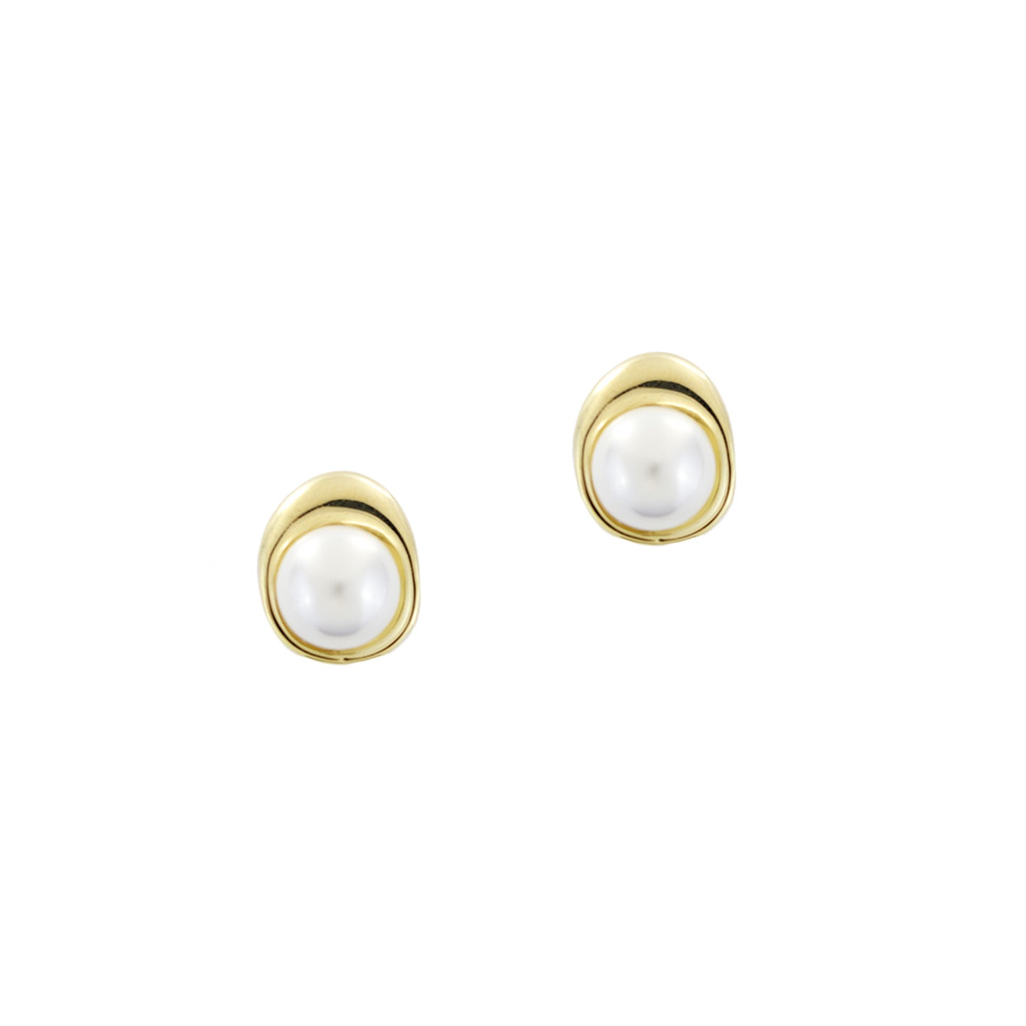 Bezel Pearl Studs