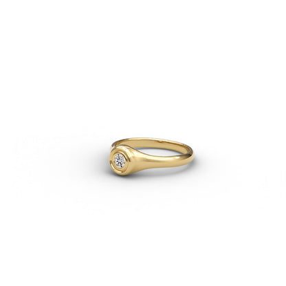 Rhythm Solitaire Signet Ring- Wide Version