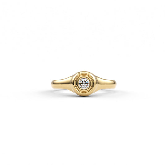 Rhythm Solitaire Signet Ring- Wide Version