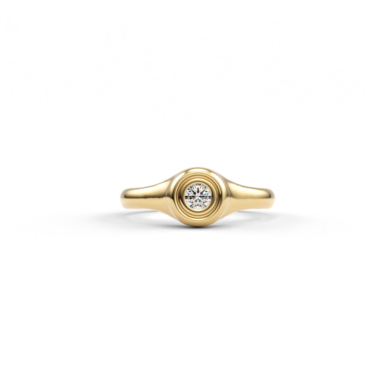 Rhythm Solitaire Signet Ring- Wide Version