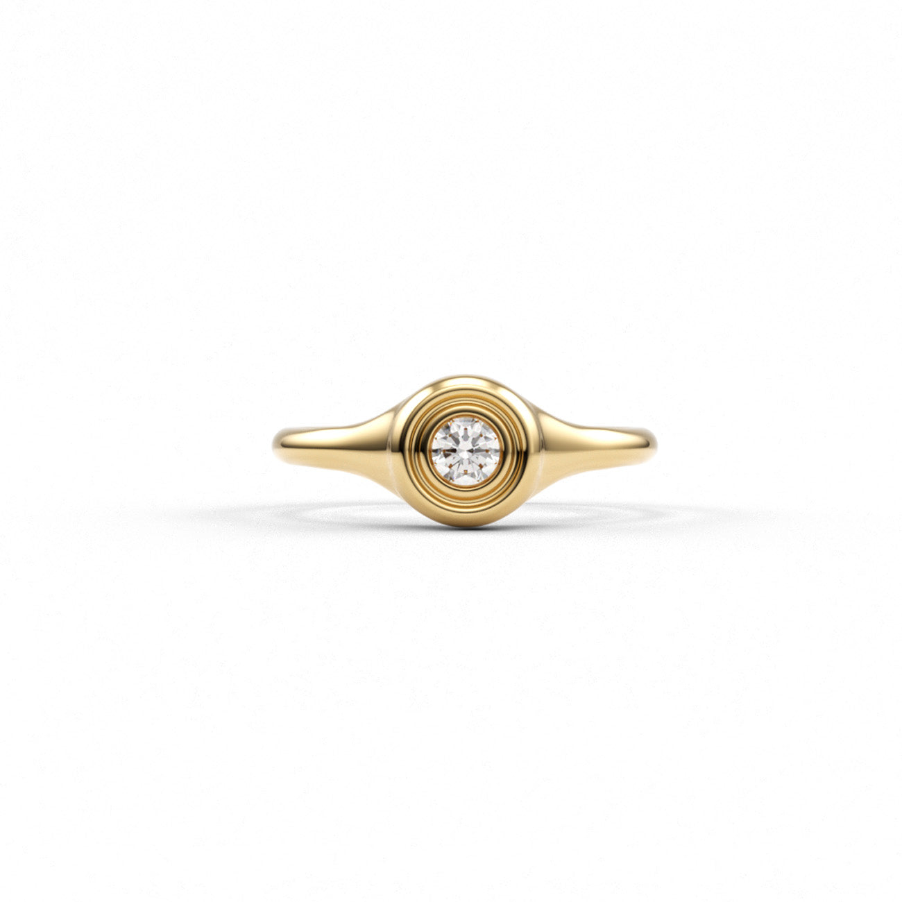 Rhythm Solitaire Signet Ring- Skinny