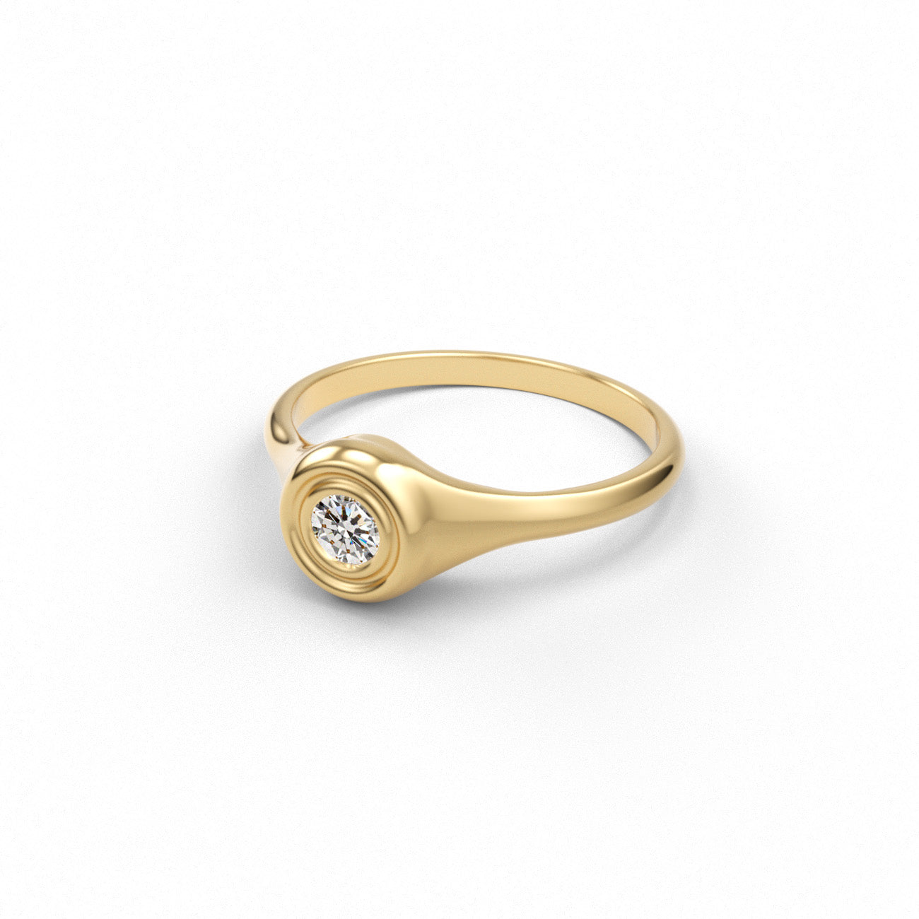 Rhythm Solitaire Signet Ring- Skinny