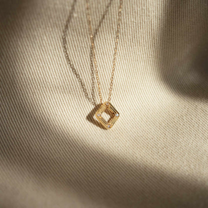 Rhythm Square Quadrant Sparkle Pendant & Necklace