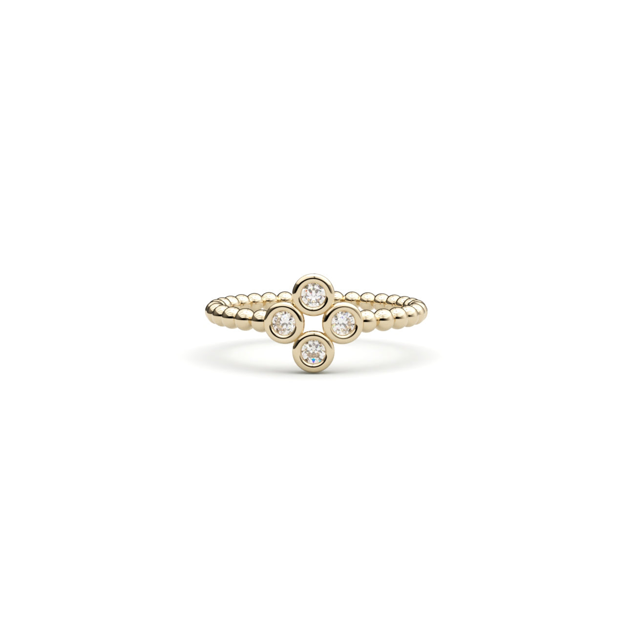 Vania Petit Petal Beaded Diamond Ring