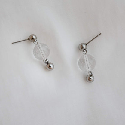 Summertime Vermeer|Dangling Clear Quartz Earrings (Limited Edition)