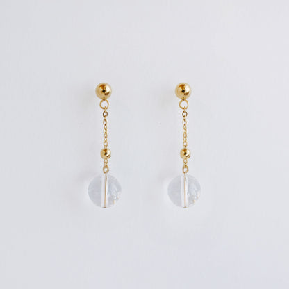 Summertime Vermeer|Dangling Gold Chain Clear Quartz Earrings (Limited Edition)