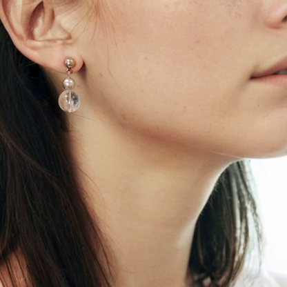 Summertime Vermeer|Clear Quartz Madama Grey Pearl Earrings (Limited Edition)