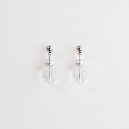 Summertime Vermeer|Clear Quartz Madama Grey Pearl Earrings (Limited Edition)